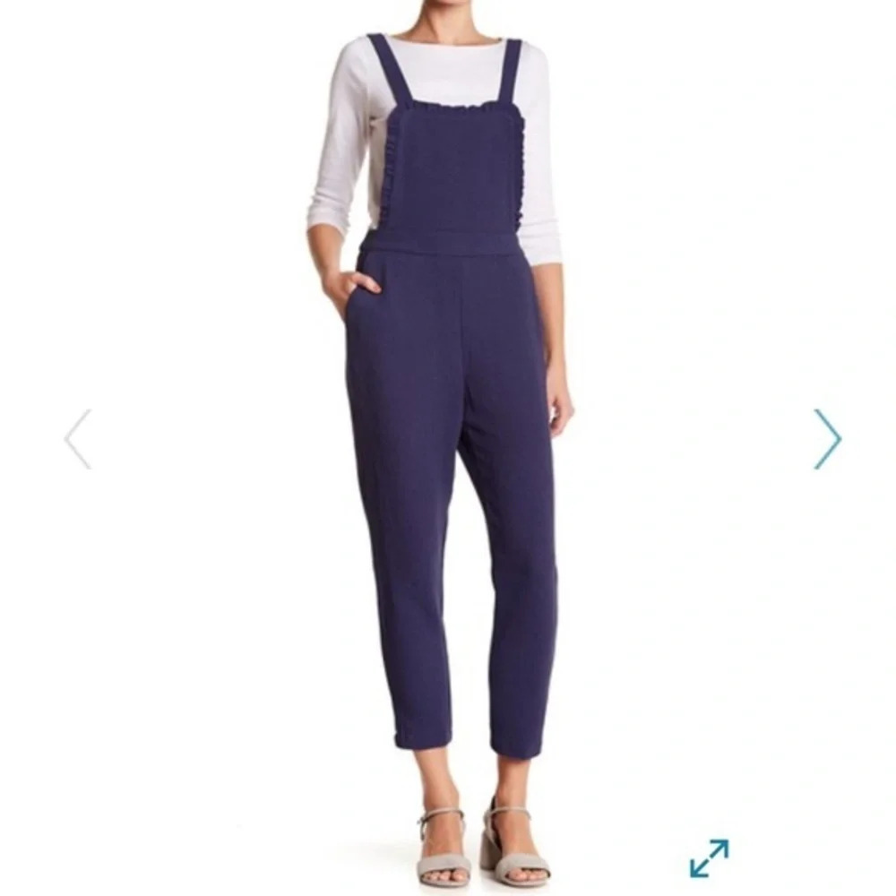 June & Hudson Ruffle Front Jumpsuit, Navy, Large, NWT